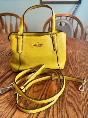 kate spade Yellow Pebbled Leather Mini Satchel with Crossbody Strap